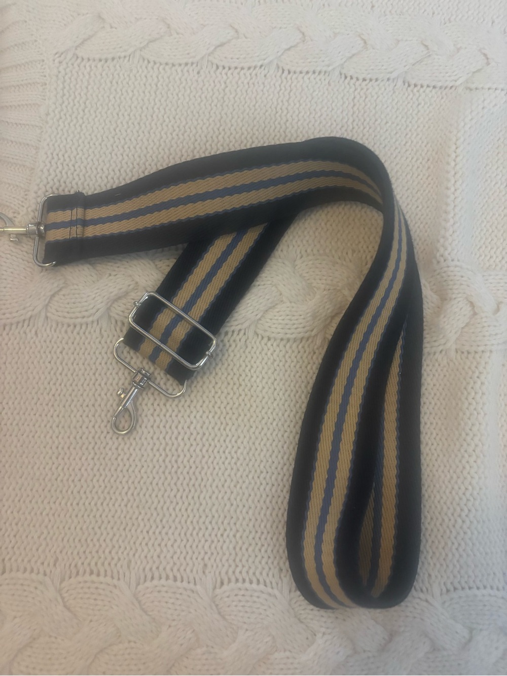 Pottery Barn Adjustable Navy and Mustard Stripe Shoulder Strap